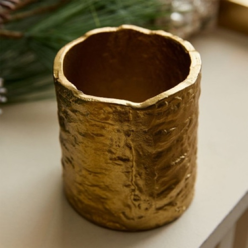 WEST ELM NWT Birch metal candleholders -gold -votive -3.25”h - Picture 2 of 10